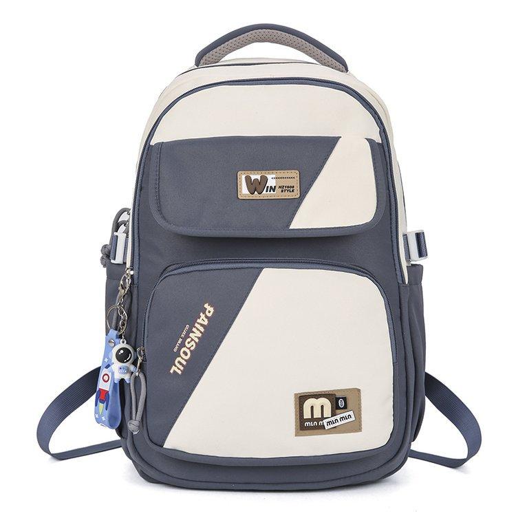 Schoolbag New Large Capacity Simple Contrast Color Versatile School Bag Junior High School Student College Student Computer Travel Backpack