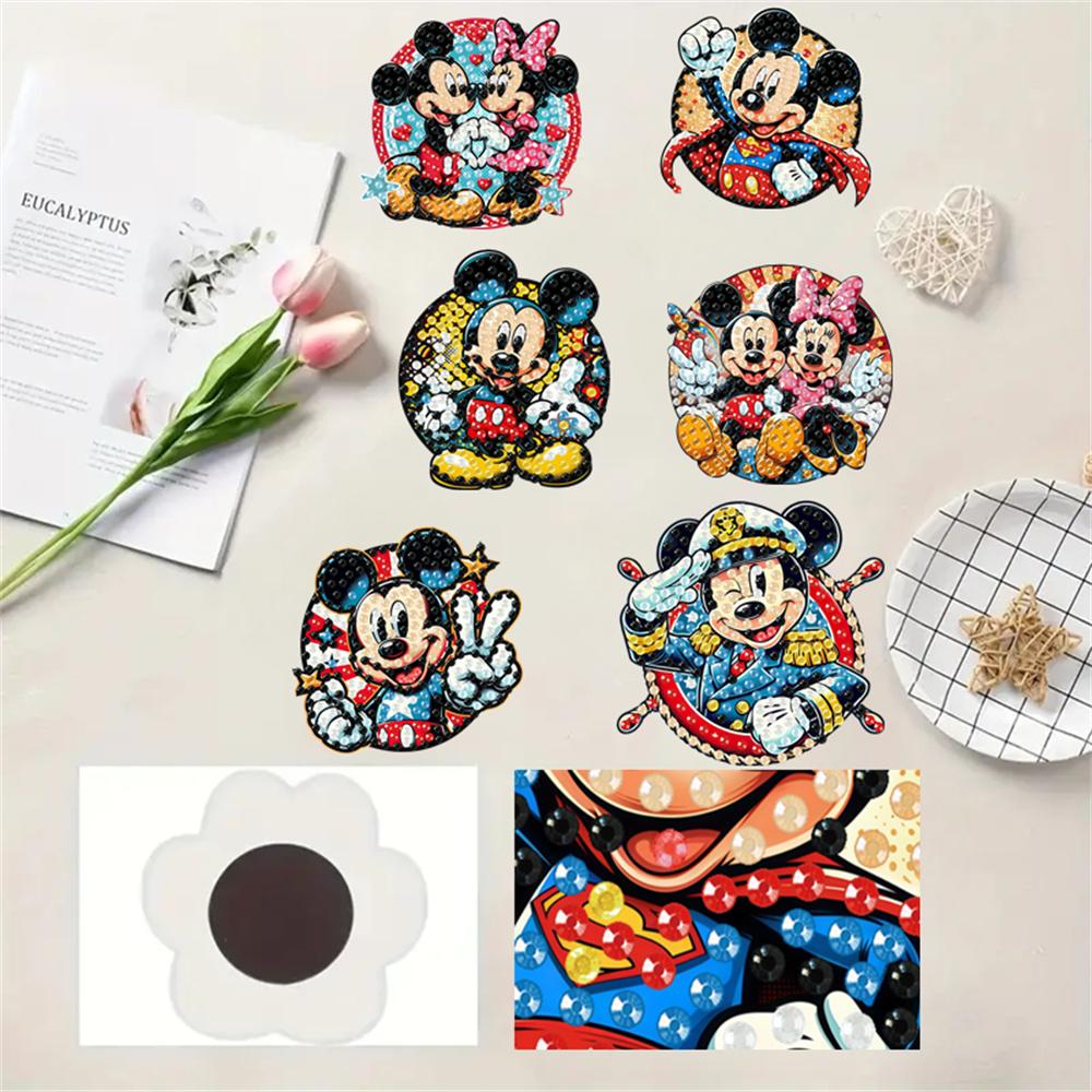 

6 шт. Серия Микки Алмазная мозаика Магнит на холодильник Алмазная живопись Магнит на холодильник DIY Наклейки на холодильник для холодильника Белые доски