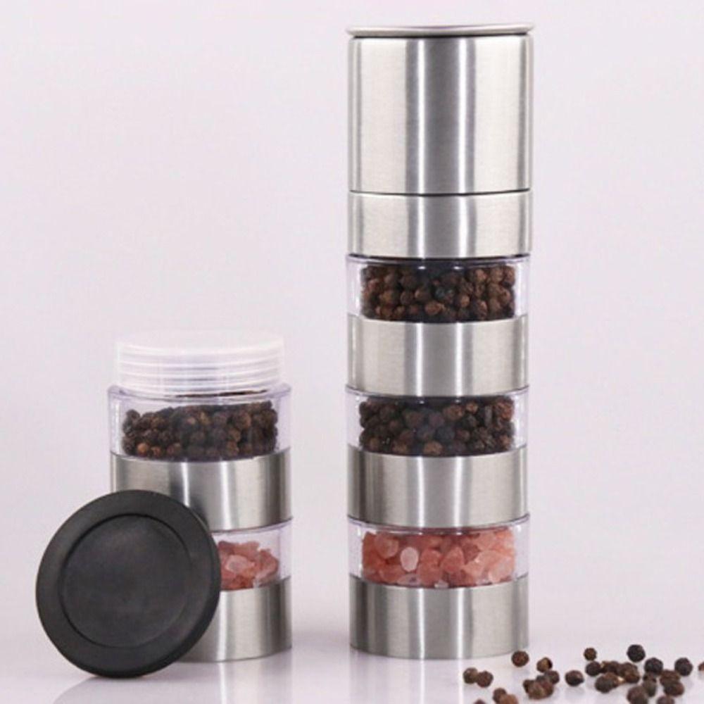 Manual Multi-layer Pepper Grinder Stackable Spice Jars Portable Seasoning Container  Camping
