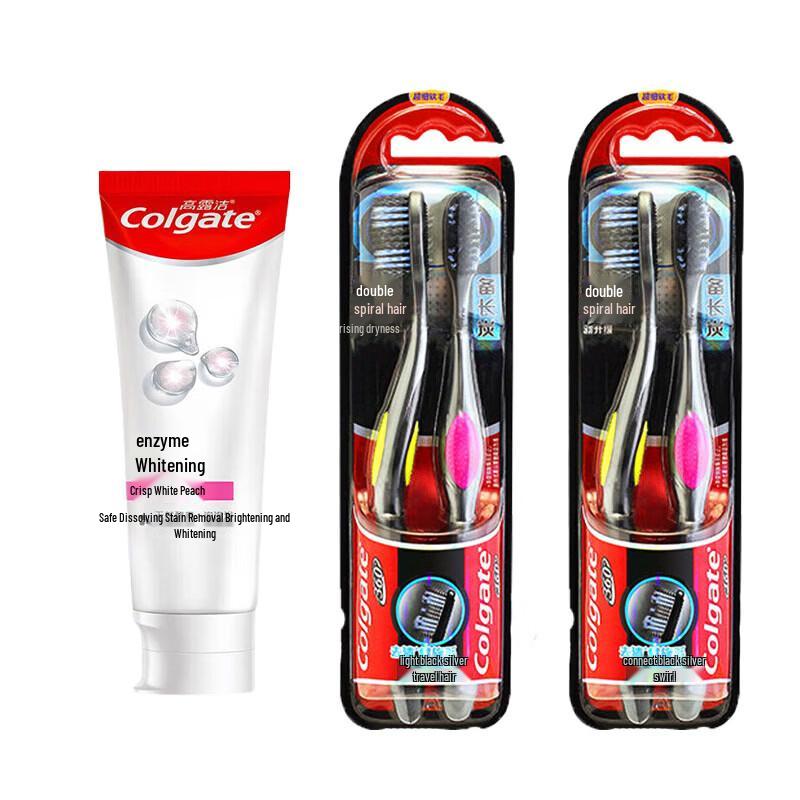 Colgate Whitening Peach Toothpaste & Binchotan Toothbrush Combo Pack