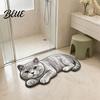 Non-slip Floor Mat Cute Cat Bathroom Rug Anti-Slip Absorbent Bath Washable Plush Door