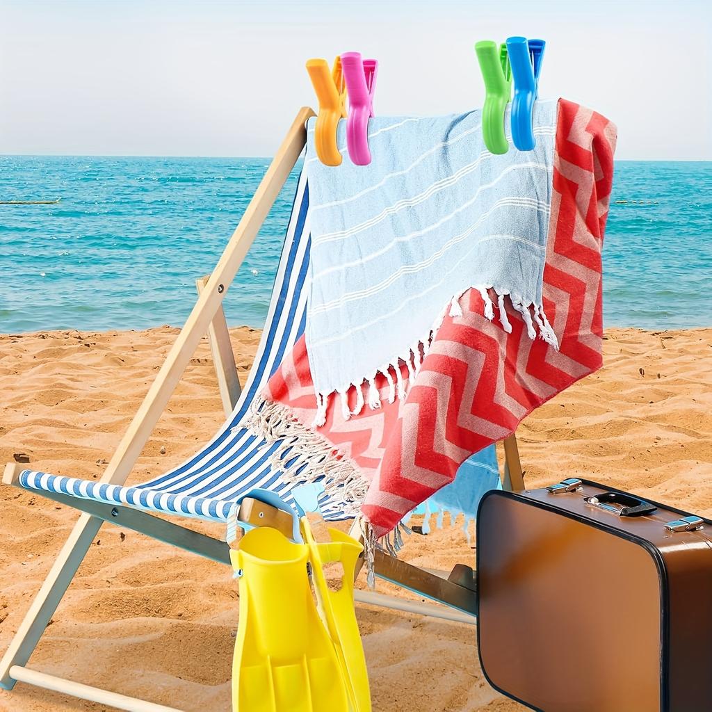 8pcs Large Beach Towel Clips for Beach/ Pool/ Cruise Chairs, Heavy-Duty, Clothes Pins, Windproof, Clothes Pins