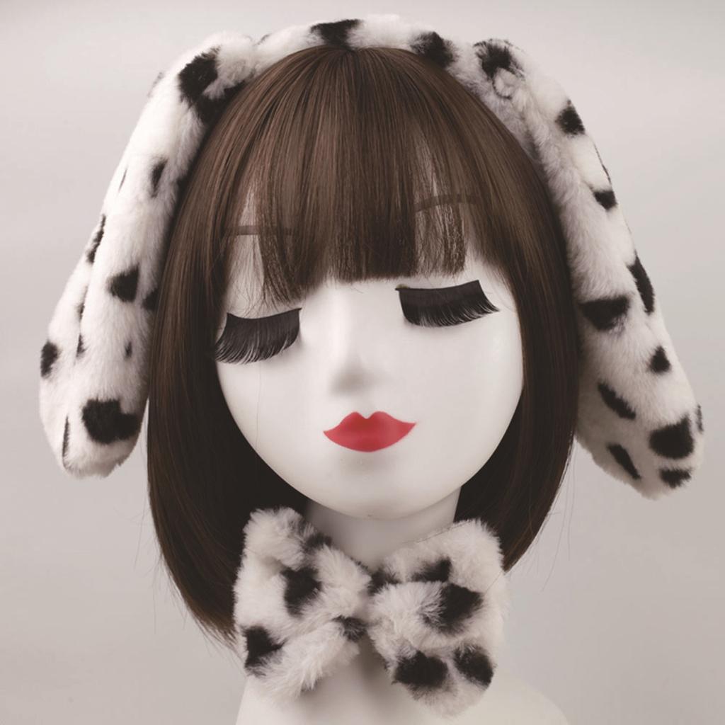 Animal Ear Headband for Child Spotted Dog Headband/Bowtie/Tail Stage Suit for Kids Halloween Cosplay Party Costume Set