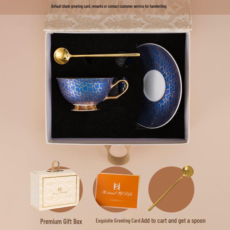Vergoldetes Premium Knochenporzellan Kaffeetasse & Untertasse - Retro, Exquisit, Hochwertiges Geschenkset für den Hausgebrauch
