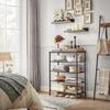 VASAGLE Shoe Rack 5 Tier, Shoe Storage Organiser Narrow, with 4 Fabric Shelves and Top for Bags, Steel Frame, for Entryway, Closet, Industrial