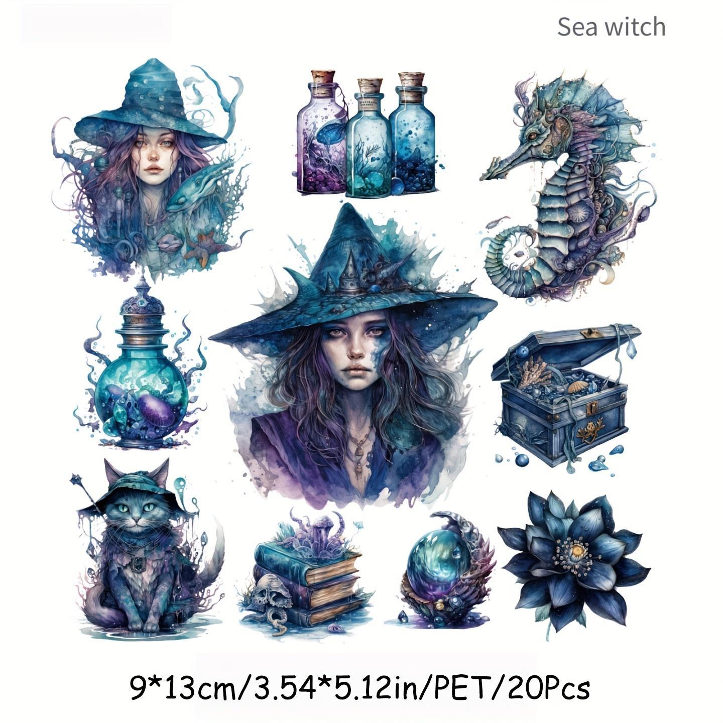 

НОВИЙ 20 шт. серії Goth Witch. Декоративний пакет наклейок. Ретро, ​​троянда, кіт, колаж, етикетка для скрапбукінгу. Щоденник. Sea witch