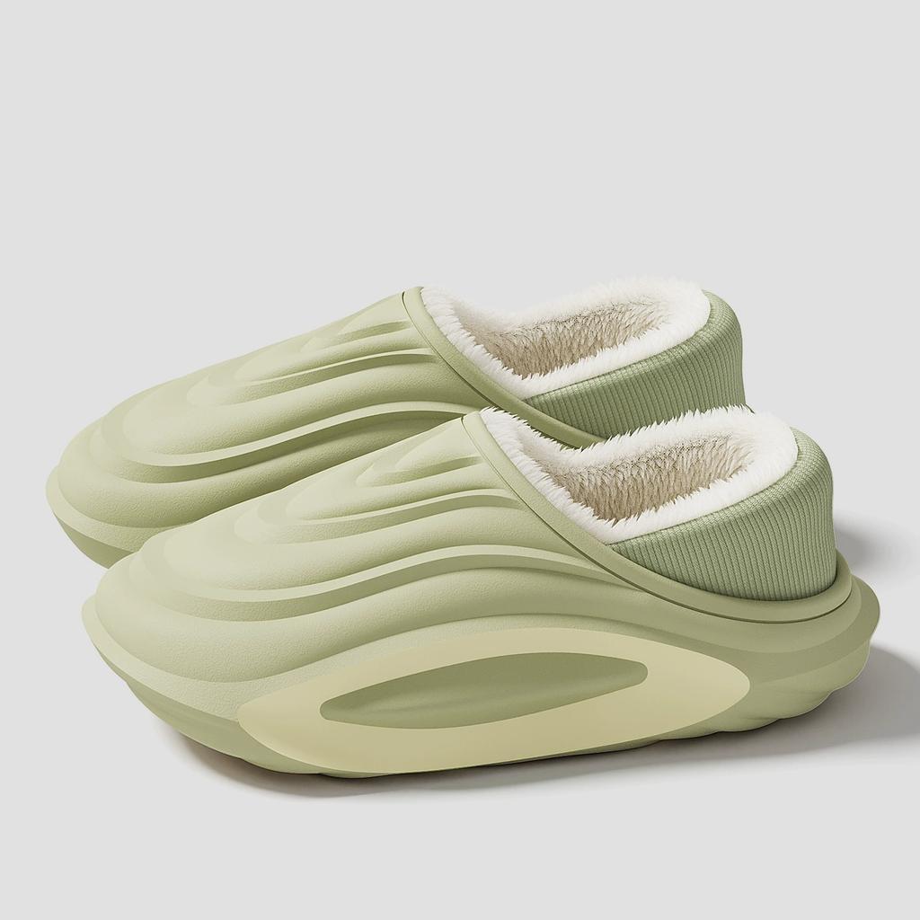 Winter Thickened Slip Resistant Lined Slippers Lightweight EVA Indoor Outdoor Home Leisure Shoes with Soft Fabric Lining