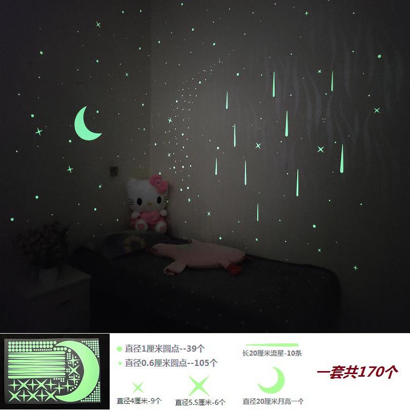 Dorm Room Glow In The Dark Wall Stickers Star Moon Ceiling Decals Bedroom Decor