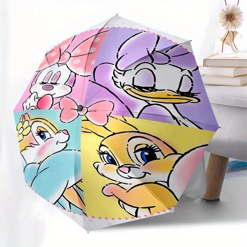 1pc Minnie Mouse,Daisy Duck Automatic Folding Umbrella: Compact 8-Bone Design Cartoon Outdoor Travel Companion, Business Umbrella, Christmas