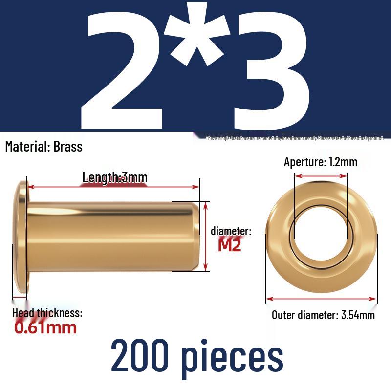 Pure Brass Hollow Rivets & Copper Eyelets Fasteners M1.3–M5