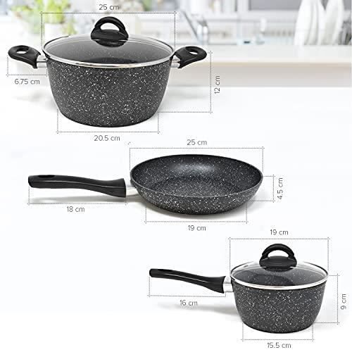 Ensemble de poêles à frire - joeji's kitchen - induction - poignées cool touch - antiadhésif - couvercles inclus