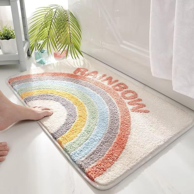 Anti-slip Mat 1PCS Cartoon Imitation Cashmere Carpet for Home Use Thickened Bathroom Anti-slip Mat for Home Decoration