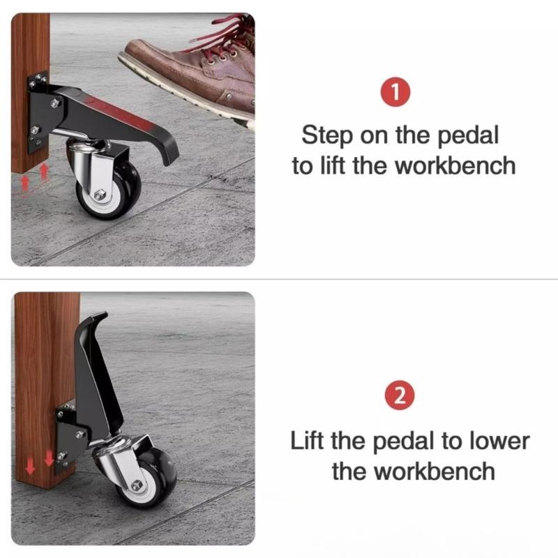 1pcs SucceBuy 165 lbs 2.5"  Workbench Caster Wheels Side Mounted Retractable Stepdown Wheel 360° Swivel for Tables Equipment