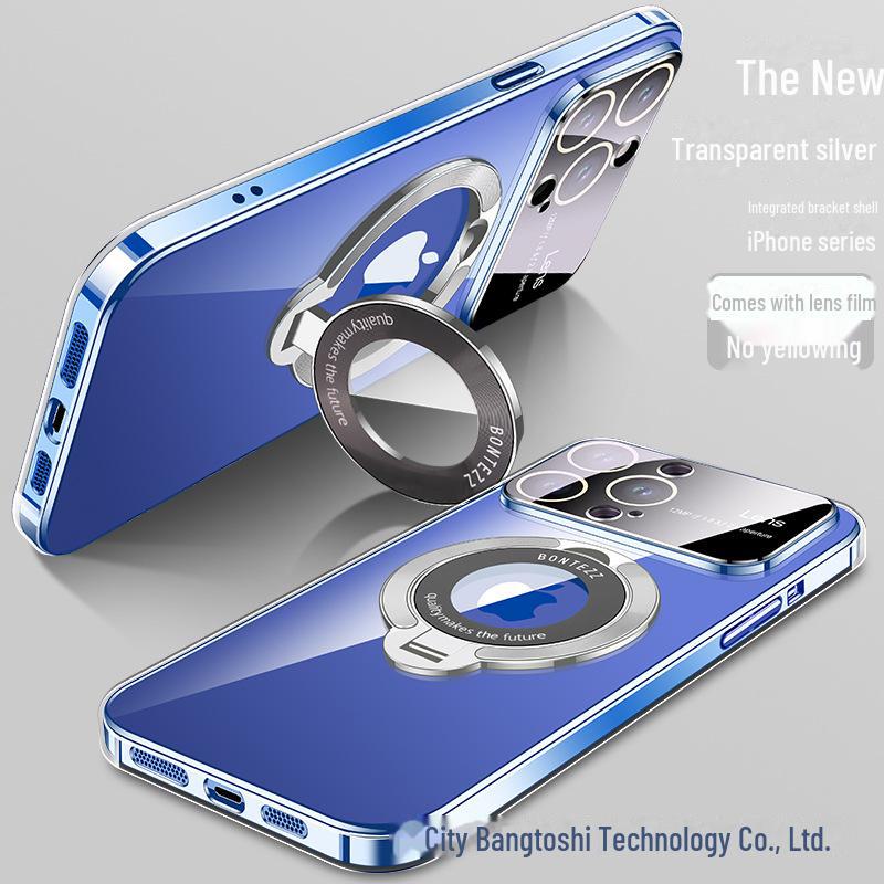 Magnetic Electroplated Clear Case with Lens Film for iPhone 15 Pro Max