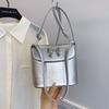 2025 new summer small fresh bucket bag Mori girl shoulder messenger bag solid color bow armpit bag
