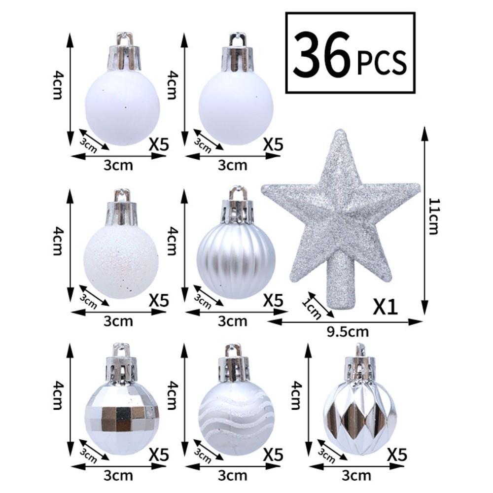 36Pcs Electroplated Christmas Ball Pendant Glitter Special-shaped Plastics Christmas Tree Topper DIY Multicolor