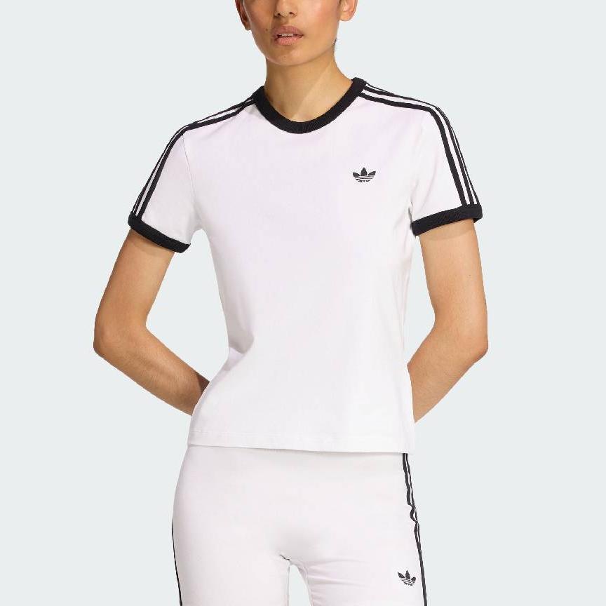 Adidas Originals 3 Stripes Casual Round Neck Slim Fit Short Sleeve T-Shirt Women Tops KD3683