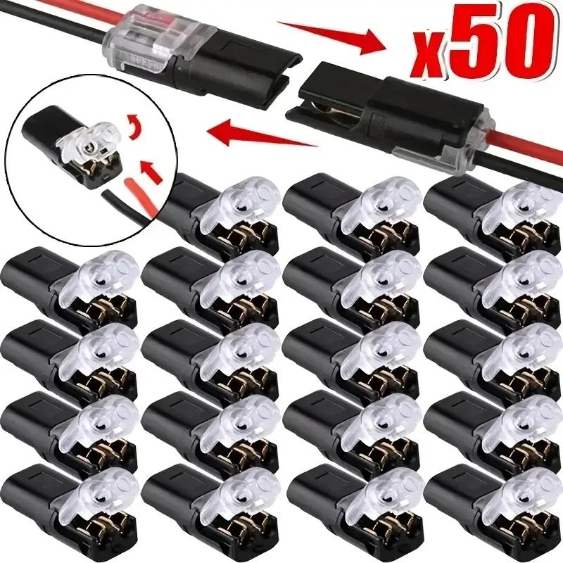 50 Pieces of 2-Pin Plug Electrical Connectors for Automotive Wires and Cables, Automotive Electrical Connector Strip Terminals