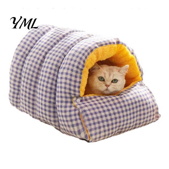 Non-slip Bottom Cat Hideaway Plush Cave Bed, Warm Enclosed Bed with Anti-slip Bottom, Cozy Pet Tent for Cats Hideaway, Washable Indoor Hiding Sleeping