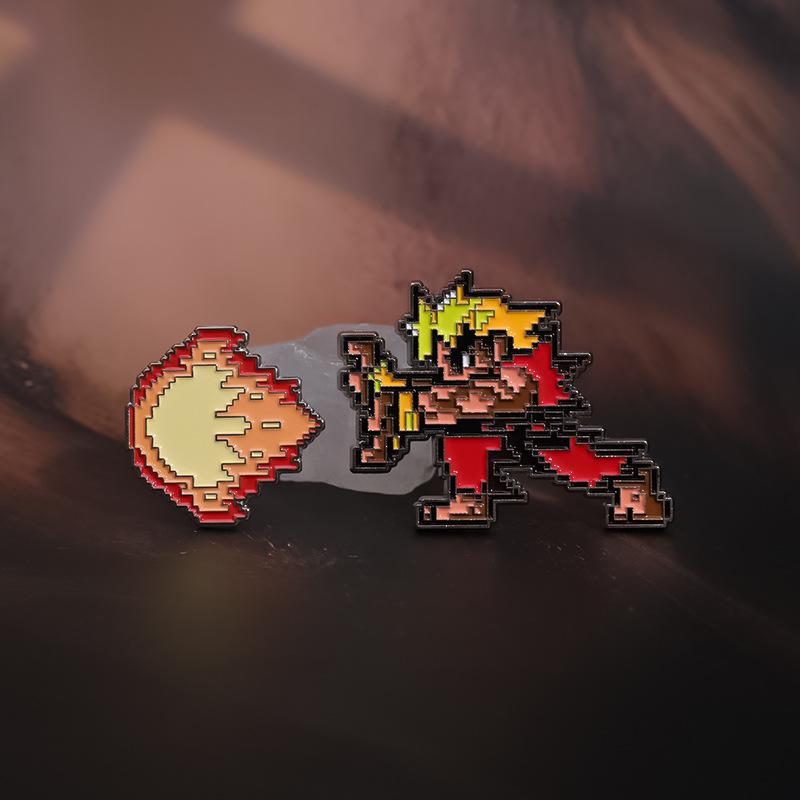 Fighter Fashionable Street Game Cartoon Brooch Pin With Eyecatching Flame Details