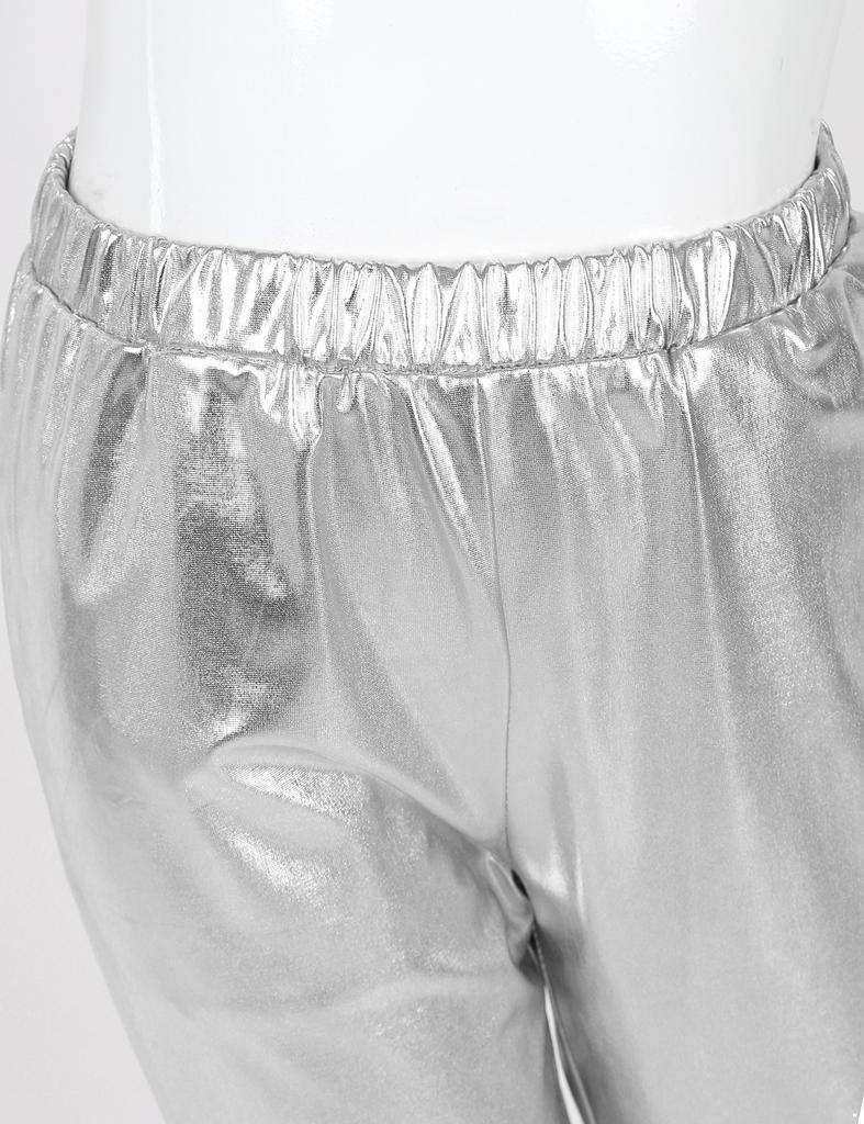 Kinder Mädchen Shiny Metallic Dance Hosen Elastische Hohe Taille Hip Hop Hosen Streetwear Dancewear