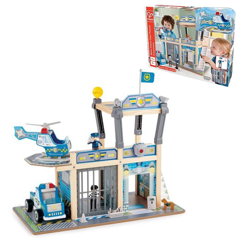 Wooden Urban Police Station Playset For Kids Interactive And Imaginative Toy