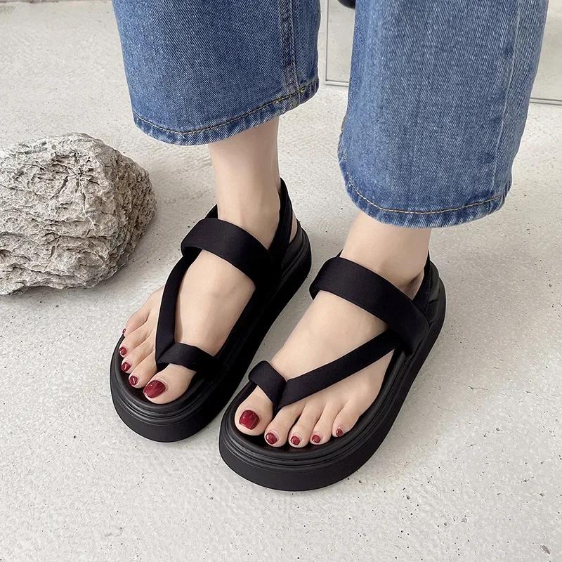 Fashion Women Platform Sandals Flat Flip Flops Summer Beach Sexy Casual shoes Ladies Shoes  Fashion Woman Black Sandals