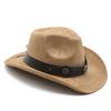 Wind Suede Retro Belt Buckle Upturned Edge Wide Brim Denim Hat Outdoor Thermal Shade Top Hat