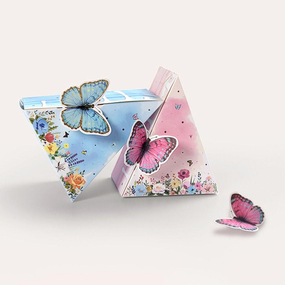 8 STÜCKE/Set 3D Schmetterlinge Geschenkbox mit Blumenmuster Geschenkverpackungsbox für Süßigkeiten Kekse