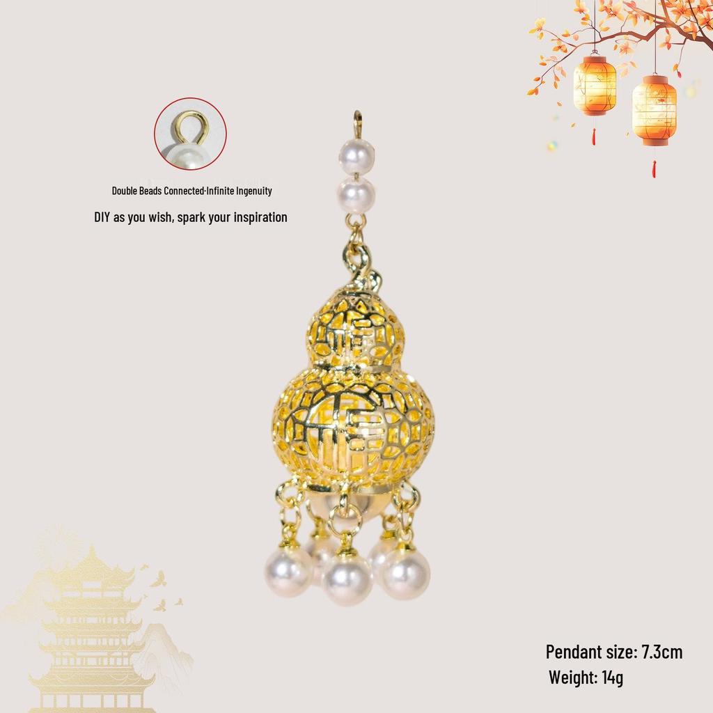 Luminous DIY Palace Lantern Fan Pendant Magnet Keychain Ornament - Ancient Style Accessory