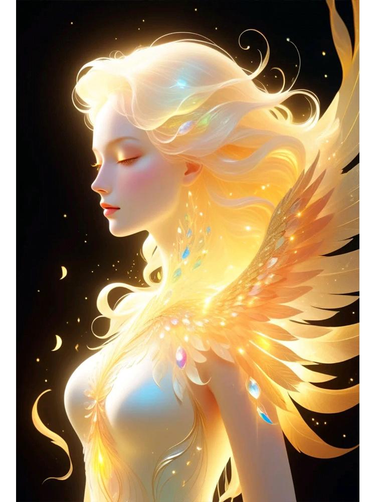 5D DIY Diamond Painting Angel Girl Wings Full Circle Square Diamond Mosaic Embroidery Picture New Product Color Home Decoration