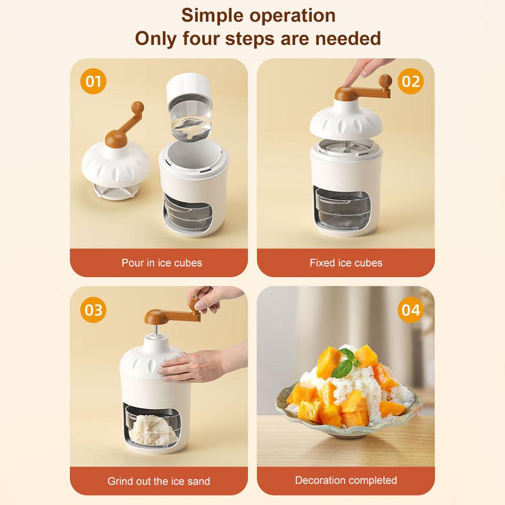 Hand-cranked Shaver Ice Machine Household Protable Small Slushie Machine Handheld Small Ice Crusher for Kitchen Ice Cream Milks
