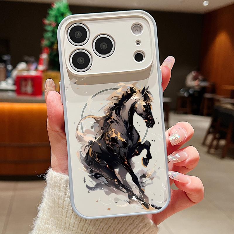Running Horse Print Magnetic Phone Case For iPhone 17 Pro Max 16 15 14 13 Pro Max For Magsafe Wireless Charge Hard PC Back Cover