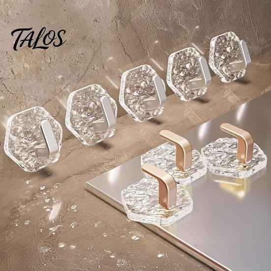 Bathroom Towel Hooks Hexagonal Self Adhesive Hooks, Water Ripple Pattern Design, Waterproof No Heavy Duty Wall Drilling Mounted for Towels Keys