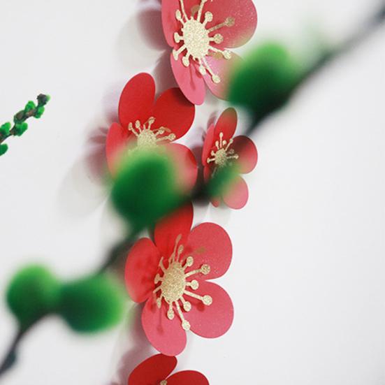 1Set Paper Flowers DIY Artificial Red Floral Wall Art Paper Flower Decoration for Wedding