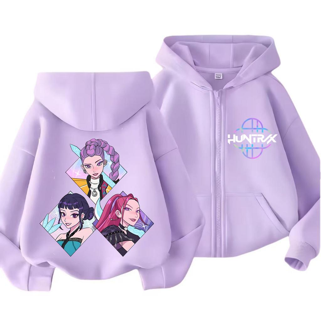 Kpop Demon Hunters Zip Up Sweatshirts Hoodie Coat Children Clothes Kid Girl Boy Sweatshirt Y2k Hoody Baby Casual Top