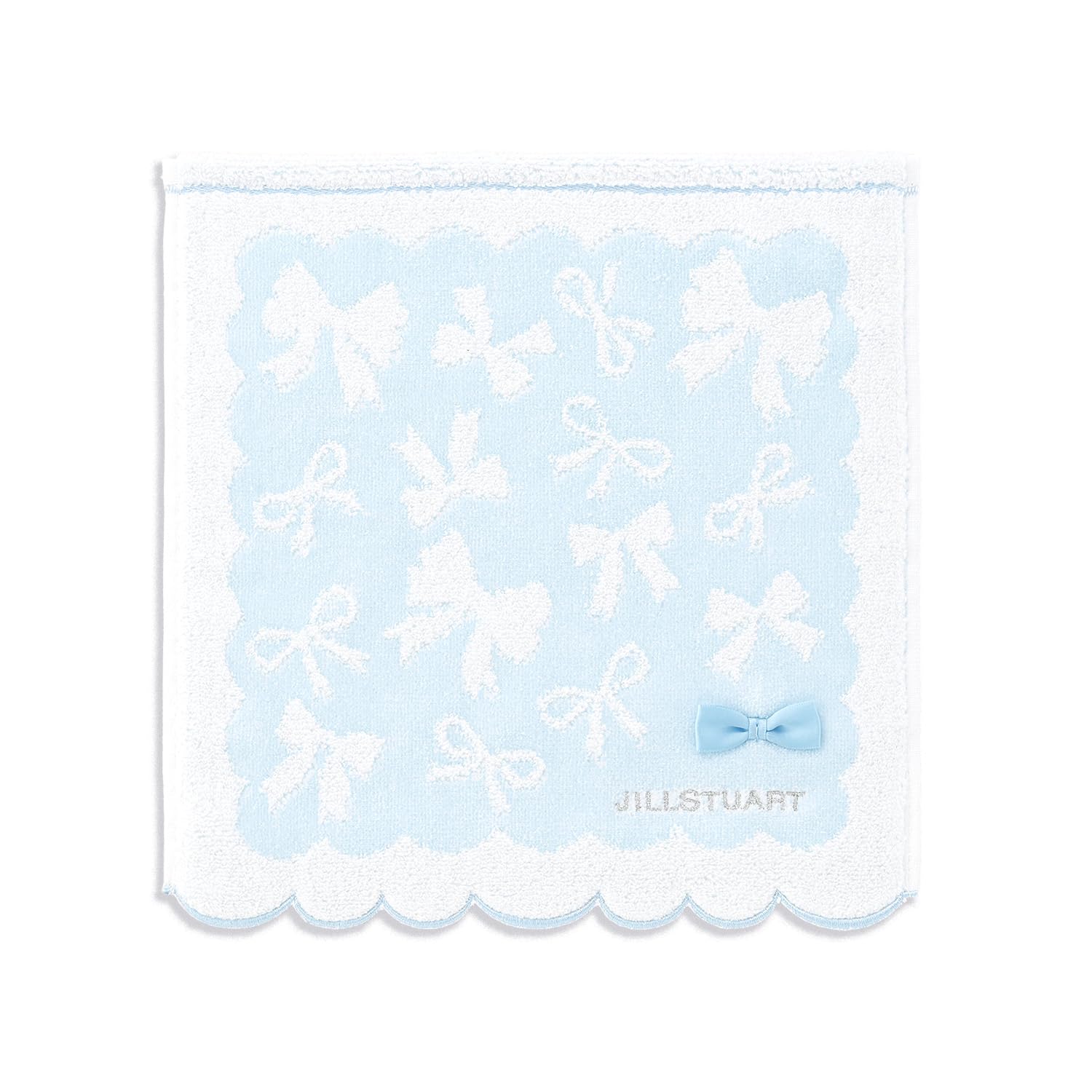JILL STUART Charming Ribbon Towel Blue Ribbon 25 x 25 cm Handkerchief, Scallop, 58-1940080, Approx. синий