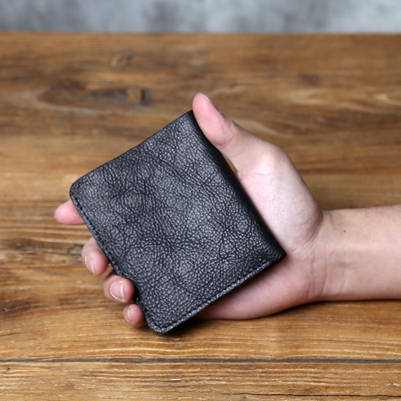 NZPJ Retro Genuine Leather Men's Wallet Natural Top Layer Cowhide Wallet Vertical Women's Wallet Bank Card Bag