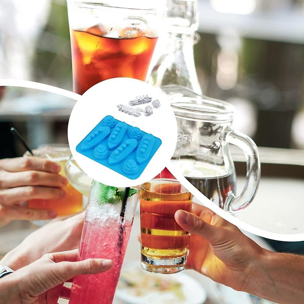 One blue Titanic ice tray mold for home bar party supplies