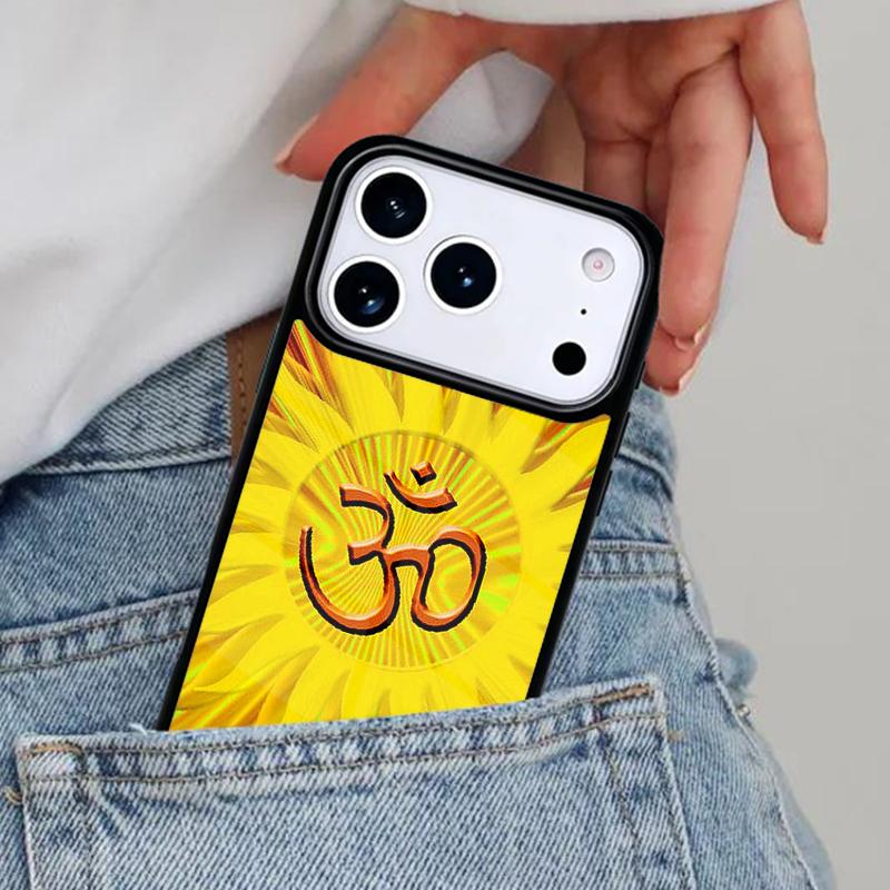 Aum om Namaste symbol floral zen yoga Phone Case for iPhone 16e 15 14 13 12 17 Pro Max Plus Air 17pro Cover Coque