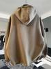 High-Quality Oversized Half-Zip Hoodie - Solid Color, Breathable Patchwork Design for Spring & Autumn