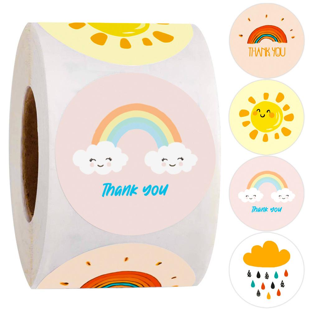 50-500Pcs Rainbow Thank You Stickers Round Scrapbooking Stickers Wedding Party Envelope Gift Seal Labels Stationery Sticker