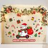 Winter Home Decor Cute Snowman Scooter Christmas Static Window Cling, Cartoon Merry Glass Decorations Decal, Waterproof Sticker for Shop Xmas