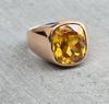 Mens Citrine Ring, 925 Solid Sterling Silver, Gemstone Ring, Cushion Shape, Signet Ring, Birthstone Ring