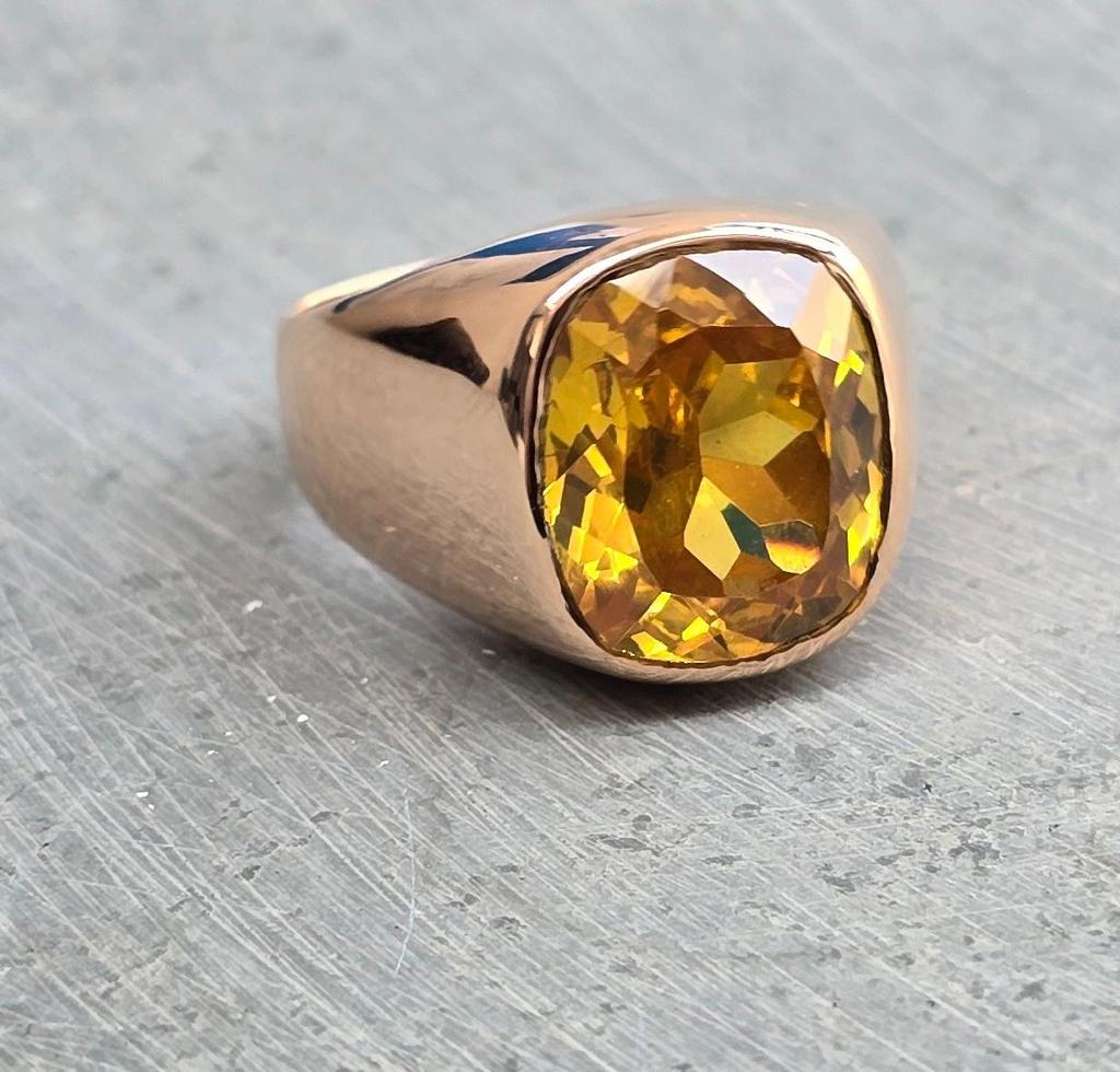 Mens Citrine Ring, 925 Solid Sterling Silver, Gemstone Ring, Cushion Shape, Signet Ring, Birthstone Ring