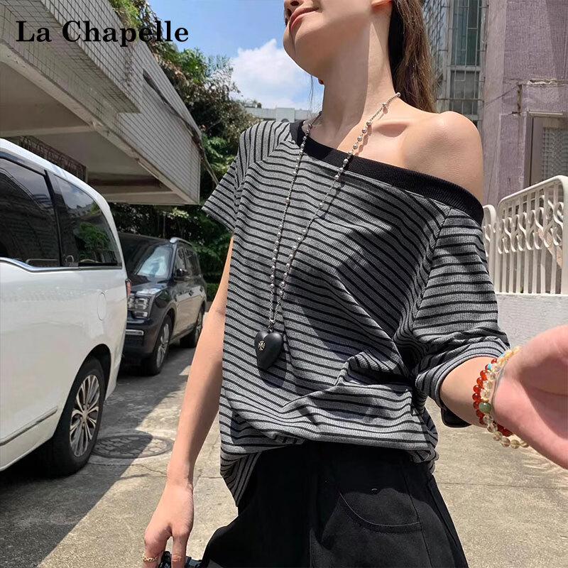 La Chapelle Women s Striped Off-Shoulder T-Shirt XL
