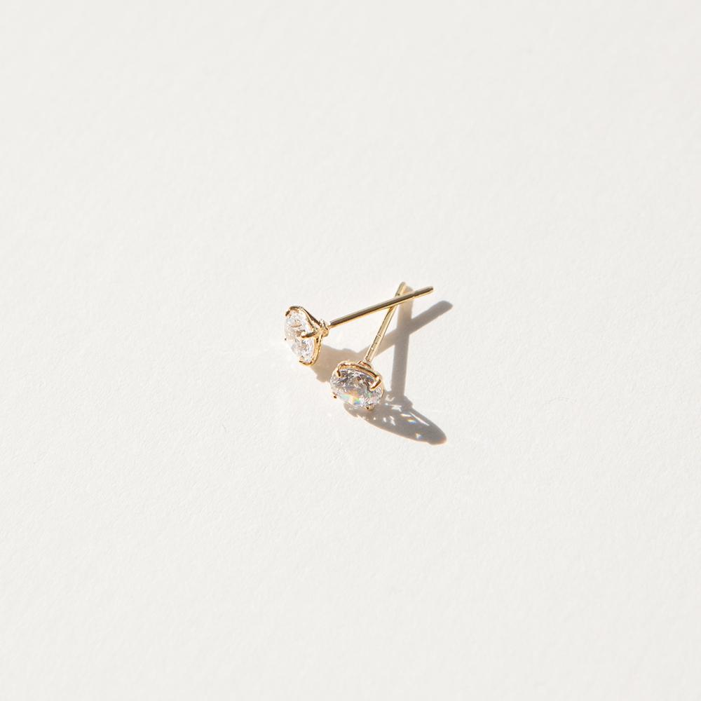 Lunne 14K Simple Cubic Earrings (14K Gold) #Es01