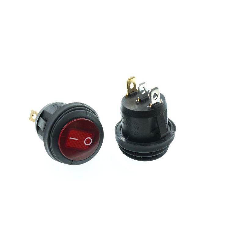 Waterproof KCD6 Round Power Switch with Light, Tripod Design, 2-Position, 23mm Outer Diameter, 20mm Hole Diameter