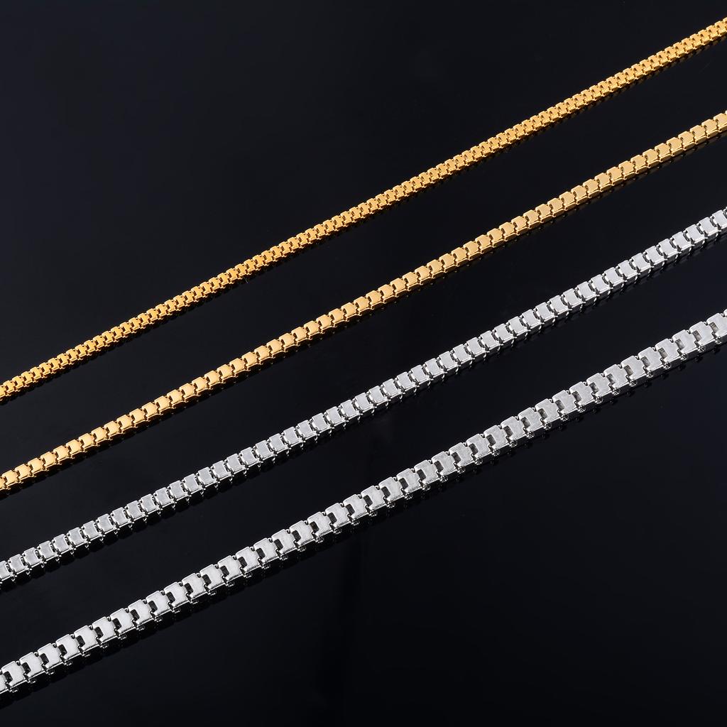 Herren Quadratische Kastenkette Edelstahl Lange Halskette für Frauen Damen Gold/Kupferfarben Choker am Hals Schmuckzubehör