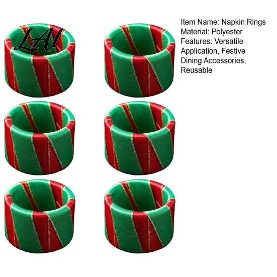 Holiday Table Decor 6Pcs Christmas Napkin Rings Red And Green Decorative Holders Festive Rings for Reusable Bands Dinner Decoration Hotel Banquet